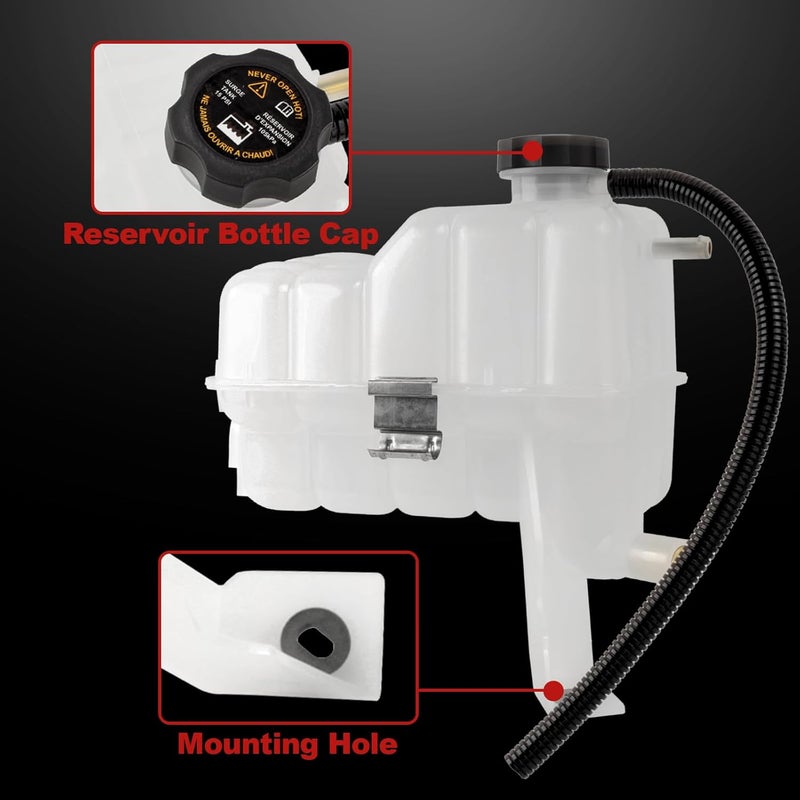 PYHAUTO Coolant Reservoir Tank with Sensor and Cap Coolant Overflow Tank Compatible with Yukon Tahoe Escalade Silverado Sierra Suburban Avalanche H2 Radiator Overflow Tank Replace 15203949 603102 - Image 5